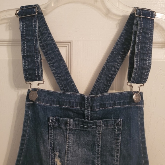 Wallflower | Denim Cuffed Hem Shorts Overalls - Picture 4 of 7